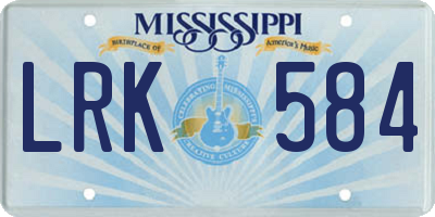 MS license plate LRK584