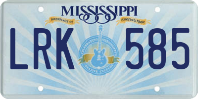 MS license plate LRK585