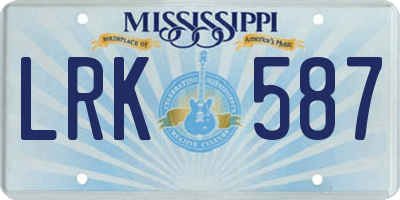 MS license plate LRK587