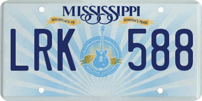 MS license plate LRK588