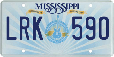 MS license plate LRK590