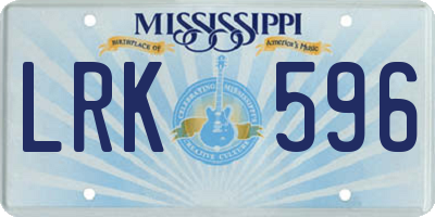 MS license plate LRK596