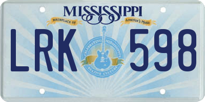 MS license plate LRK598
