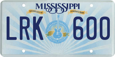 MS license plate LRK600