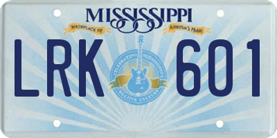 MS license plate LRK601