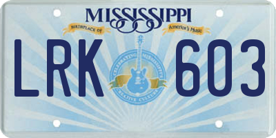 MS license plate LRK603