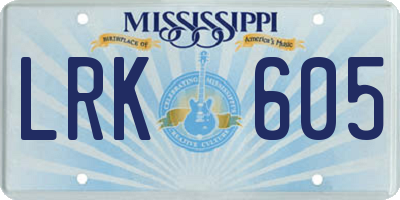 MS license plate LRK605