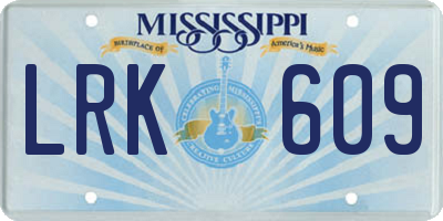 MS license plate LRK609
