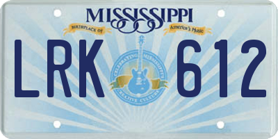 MS license plate LRK612