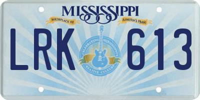 MS license plate LRK613