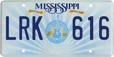 MS license plate LRK616