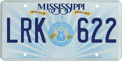 MS license plate LRK622