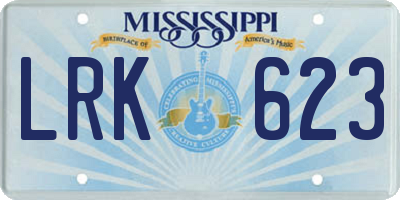 MS license plate LRK623