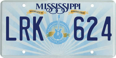 MS license plate LRK624