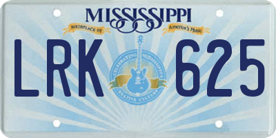MS license plate LRK625