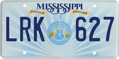 MS license plate LRK627
