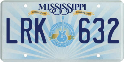 MS license plate LRK632