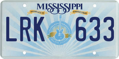 MS license plate LRK633