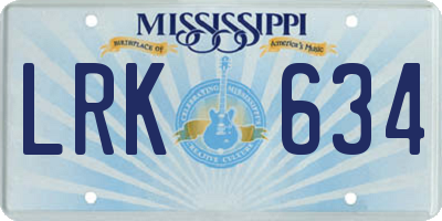 MS license plate LRK634