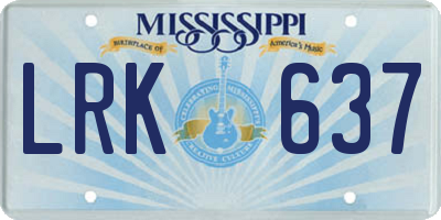 MS license plate LRK637