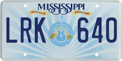 MS license plate LRK640