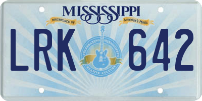 MS license plate LRK642