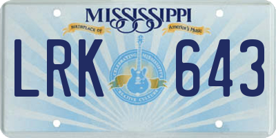 MS license plate LRK643