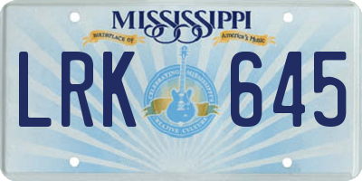 MS license plate LRK645