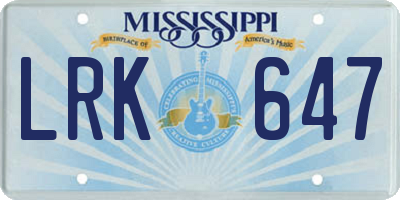 MS license plate LRK647