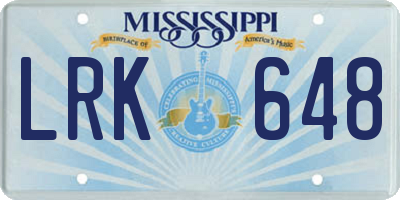 MS license plate LRK648