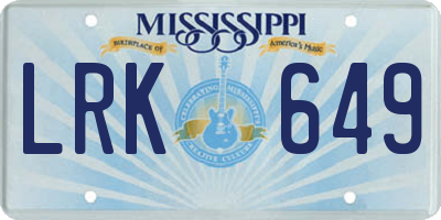MS license plate LRK649
