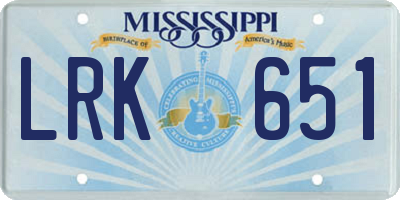 MS license plate LRK651