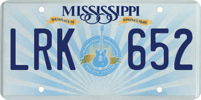 MS license plate LRK652