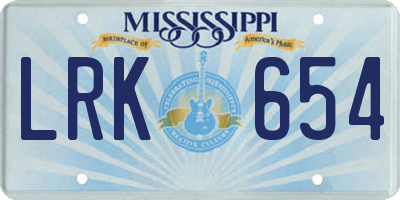 MS license plate LRK654
