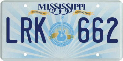 MS license plate LRK662
