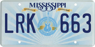 MS license plate LRK663