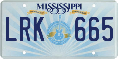 MS license plate LRK665