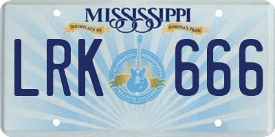 MS license plate LRK666