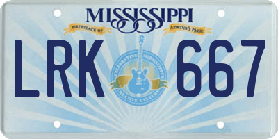 MS license plate LRK667