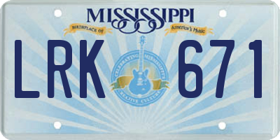 MS license plate LRK671
