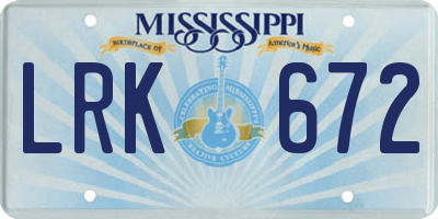 MS license plate LRK672