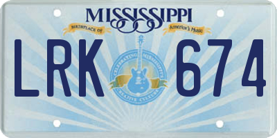 MS license plate LRK674