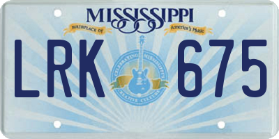 MS license plate LRK675