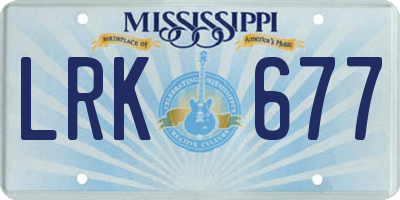 MS license plate LRK677