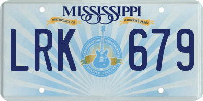 MS license plate LRK679