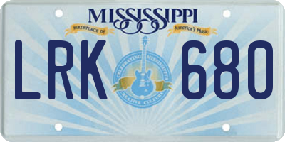 MS license plate LRK680