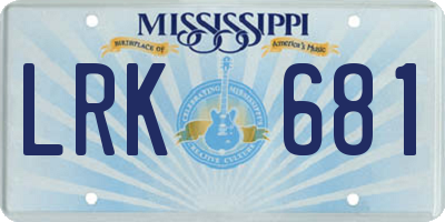 MS license plate LRK681
