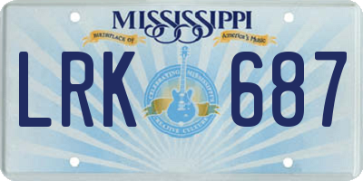 MS license plate LRK687