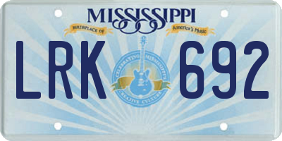 MS license plate LRK692