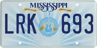 MS license plate LRK693